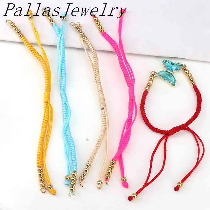 20 stks Mode Macrame Cord String Thread Touw Ketting Koperen Kralen Verstelbare Kettingen voor Dames Charme Armbanden Maken