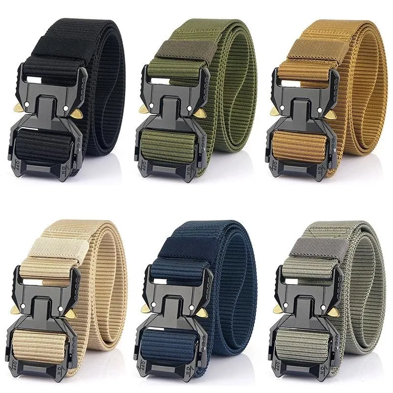 Belts Men 'Tactical Belt Hard Alloy snabbt låser upp pluggbart spänne 1200D Nylon Military Army Equipment270N