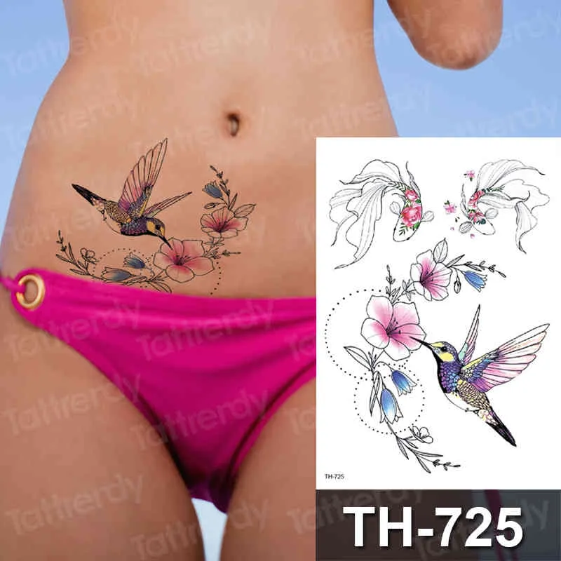 Tatuaggio Temporaneo Sexy Tatuaggi Animali Fiore Di Alta Qualità Acquerello Disegni Adesivi Impermeabili Body Art Skin Decor