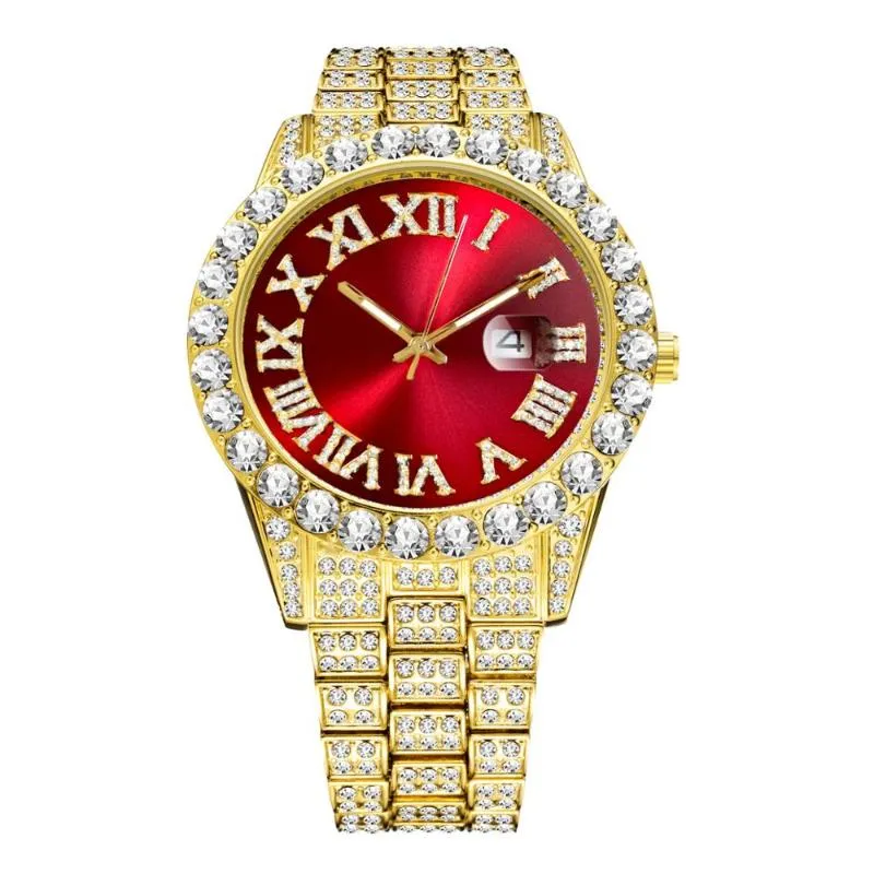 Hip Hop Trend 18k Gold Diamond Men's Watch Top Iced Out Waterproof Quartz Reloj HOMBRE WRISTWATCHES2249