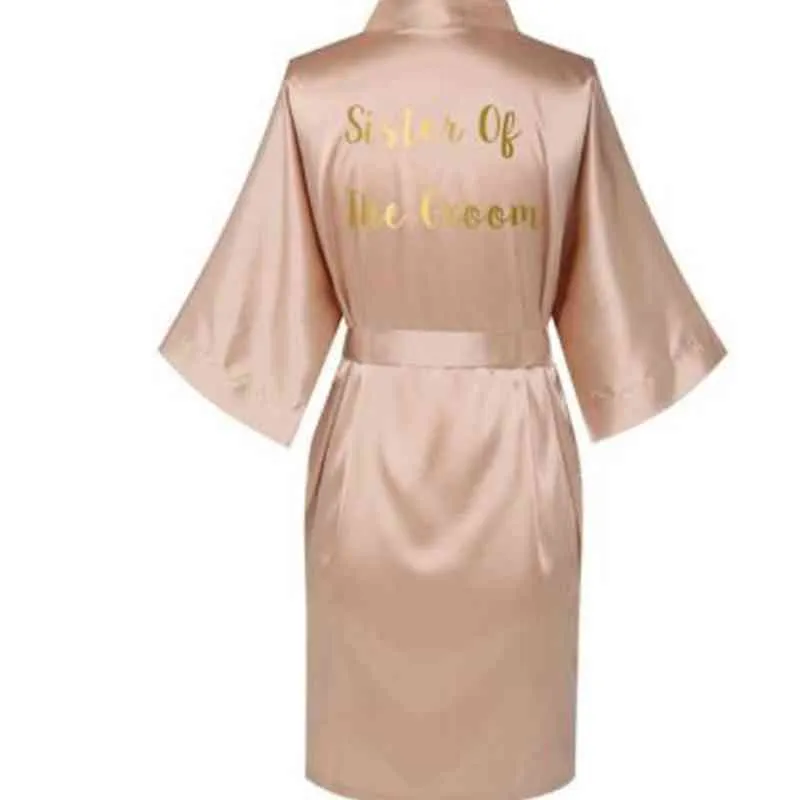 Rose Gold Satin Silk Bruid Robe bruiloft gewaad bruidsmeisje bruid kleedjurk bruidsmeisje gewaden1908598