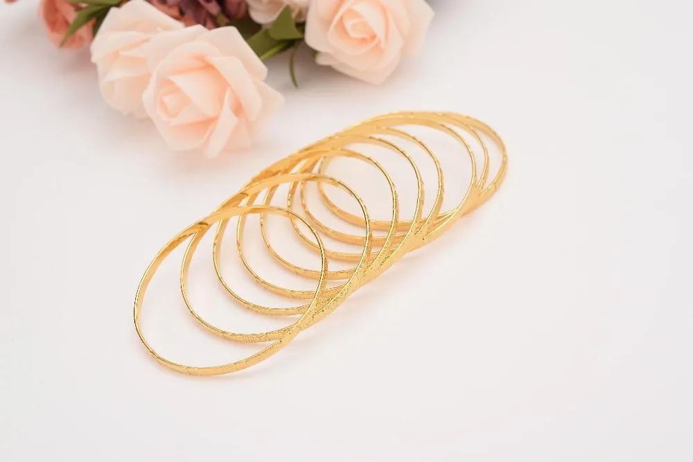 Whole Solid Gold GF Ethiopian Bracelet Bangle Dubai Jewelry Big Circle Bangles Wedding Bridal Women Gifts298H