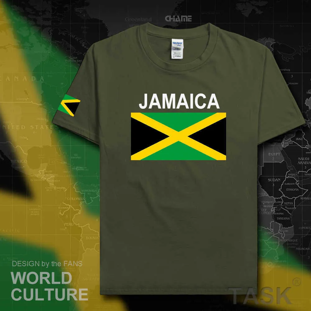 Jamaika Männer T-Shirt Mode Trikots Nation Team T-Shirt 100 % Baumwolle T-Shirt Turnhallen Kleidung T-Shirts Country Sporting JAM Jamaican X0621