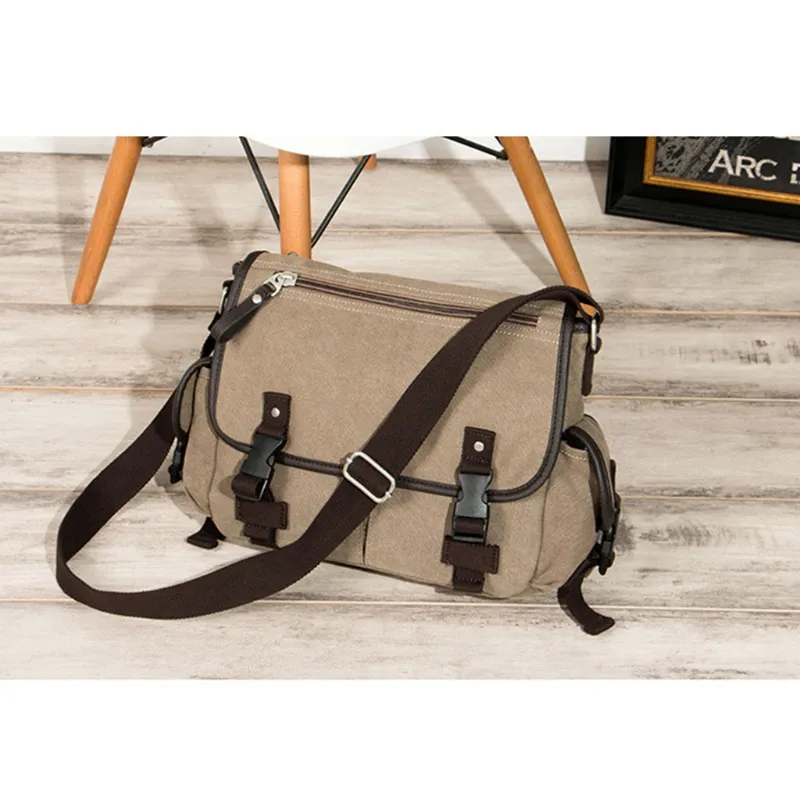 Men Vintage Briefcase Messenger Bag Canvas Satchel Crossbody Shoulder Bags