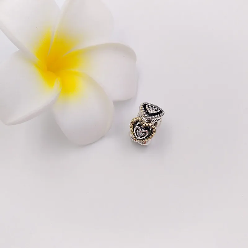 Silver&14k Gold Celebration of Love Spacer S925 Silver Pandora Charms for Bracelets DIY Jewlery Making Loose Beads Silver Jewelry wholesale 791975CZ