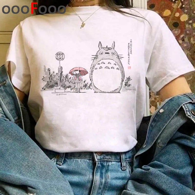 Totoro estúdio ghibli harajuku kawaii camiseta mulheres ullzang miyazaki hayao tshirt engraçado desenhos animados t-shirt bonito anime top t-shirt fêmea x0628