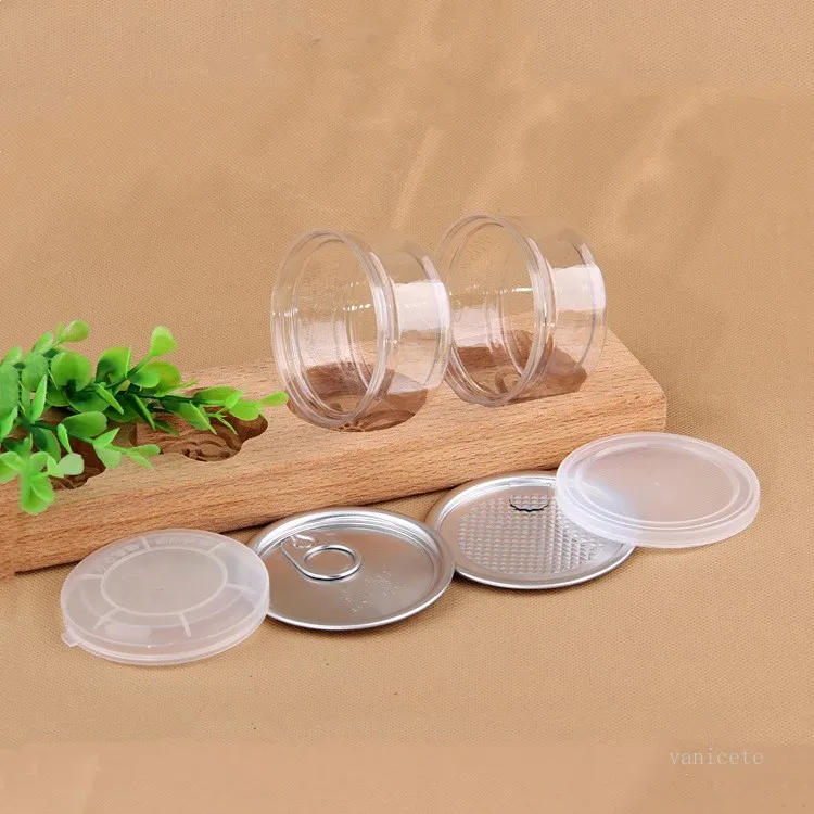 Bottiglie di stoccaggio Barattolo di plastica trasparente PET con coperchio in metallo stagno ermetico Può tirare l'anello casa Contenitore concentrato alimenti Herb T2I51782