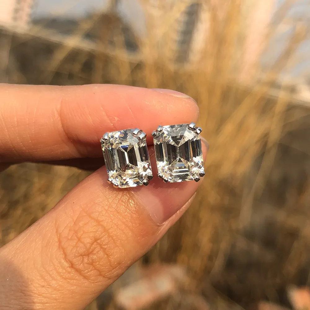 Pansysen Solid 925 Sterling Silver 6CT skapade Moissanite Bröllopsengagemang Studörhängen födelsedag Fina smycken örhängen gåva 2105550907