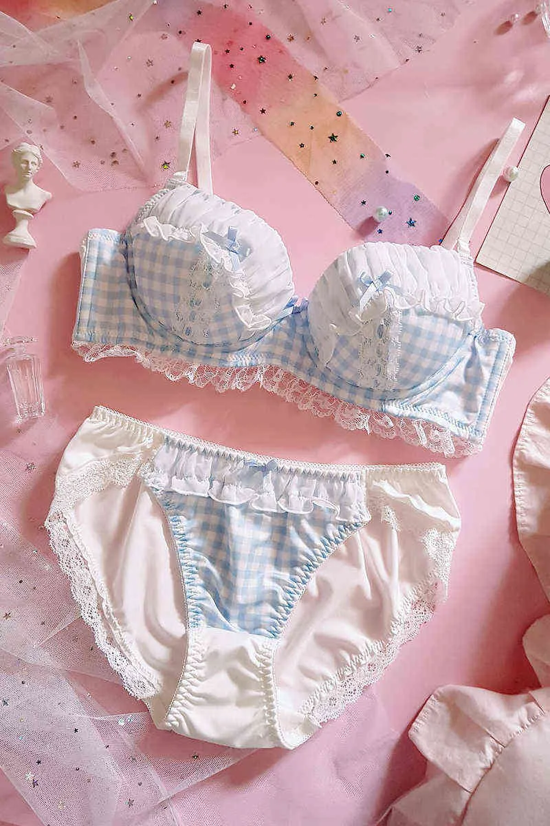 Women's Baby Blue and Baby Pink Lingerie Set, Naughty Bra and Panty