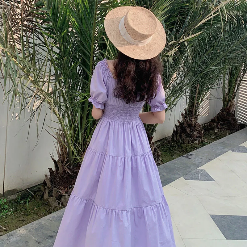 Bella Purple Elegant Lace Long Maxi платье винтажное воротничнее женское платье французы повседневное праздничное леди Vestidos 210322