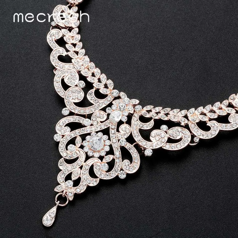 Mecresh kristall gren brud bröllop smycken uppsättning för kvinnor rose guld färg örhängen halsband sätta engagemang smycken 2020 MTL509 H1022