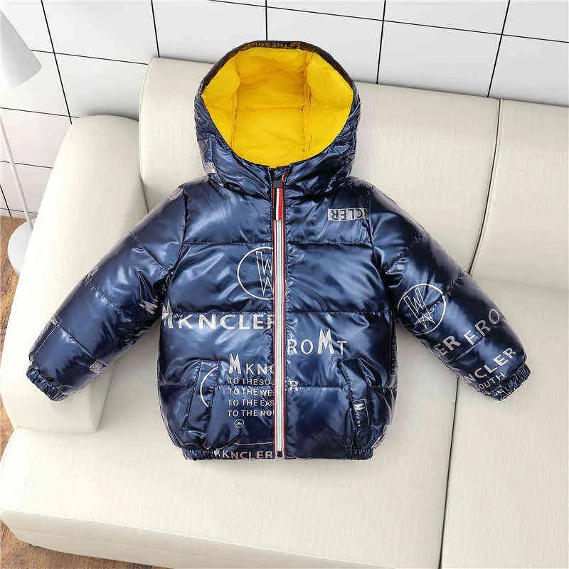 Kış Erkek Kız Aşağı Ceketler Yüksek Kalite Parkas 3-12 Yıl Moda Kız Sıcak Snowsuit Kapüşonlu Giyim Çocuk Mont 211203