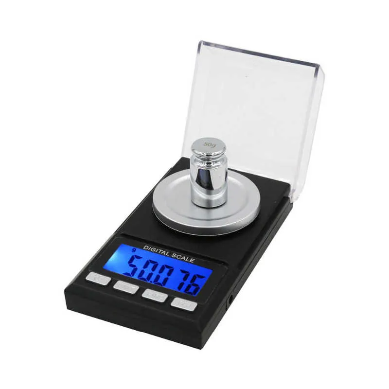 Balanza de joyería digital de alta precisión 50 g 0.001 g Pantalla LCD Peso de bolsillo electrónico Balanza de diomando 40% de descuento 210927