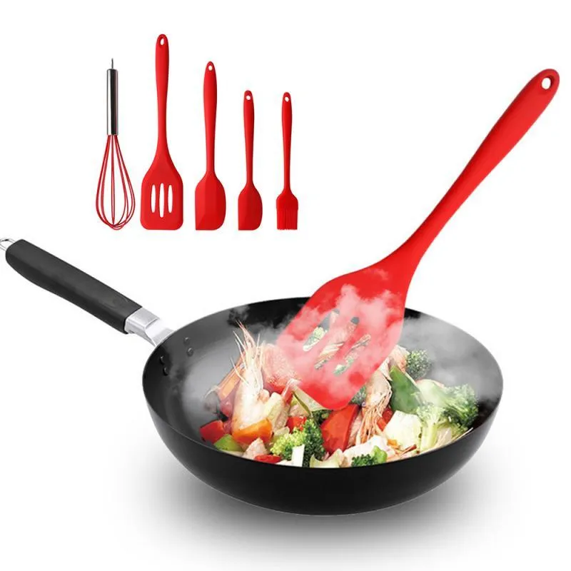 / set ustensiles de cuisine en silicone ensembles batteur à œufs cuillère spatule brosse à huile ustensiles de cuisine kit outils de cuisine accessoires 210326