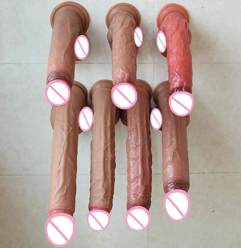 Vene reali morbide Enorme dildo spesso Ventosa Cazzo in silicone Plug anale Giocattolo del sesso uomini Donne Masturbatori lesbiche Doppio pene grande269236772