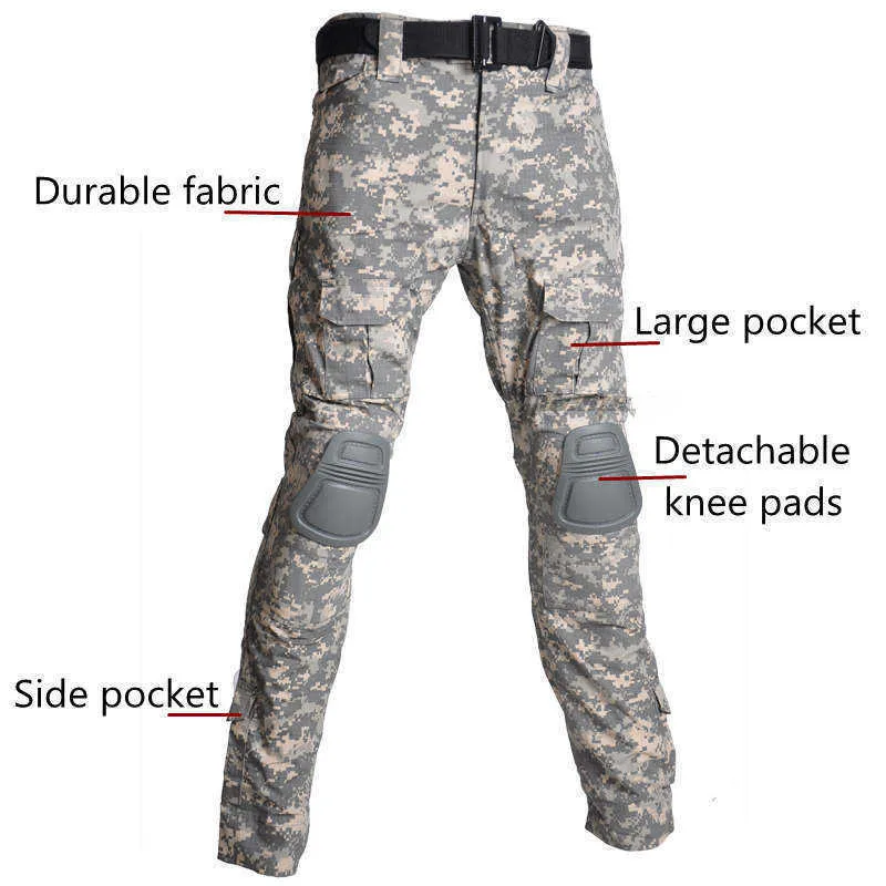 Giacca tattica da uomo + pantaloni + camicie con cuscinetti Cappotto da caccia con cappuccio Uniforme da combattimento Tattico militare Airsoft Paintball Tute X0909