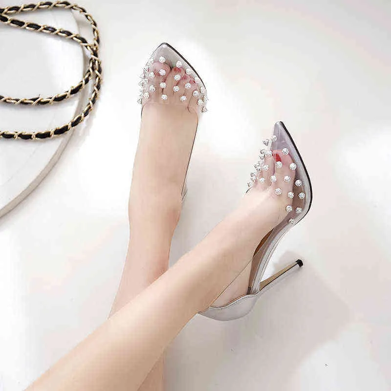 Klänning skor kristallklara transparenta tofflor kvinnliga mittklackar bekväma nya sommar kvinnor kvinna mode coola mulor glider 220303