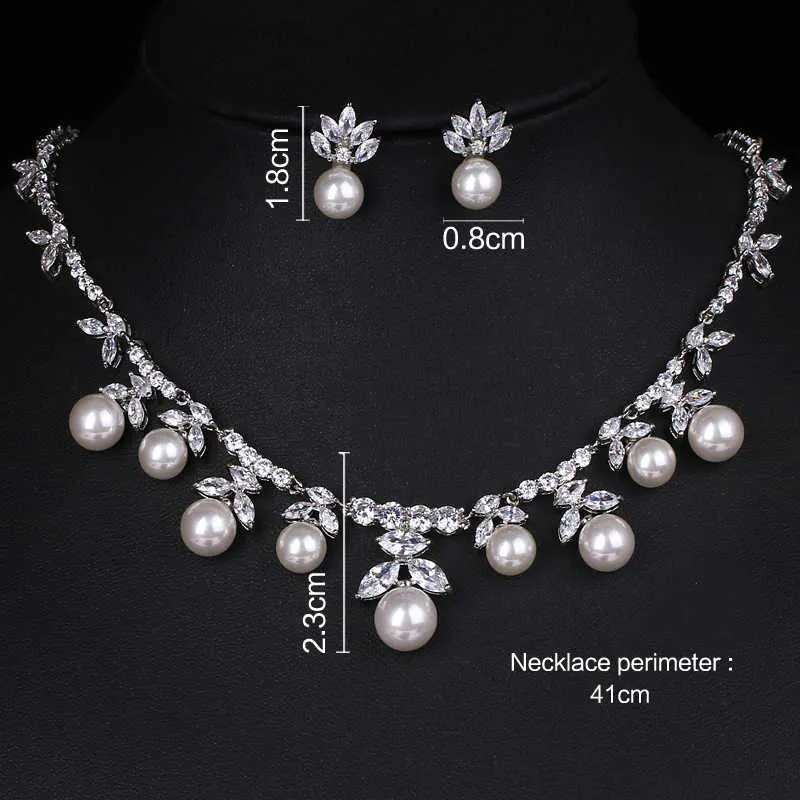Bettyue délicat boucle d'oreille et collier avec perle AAA zircone pendentif pour femmes ensemble de bijoux de luxe mode fête ornement H1022