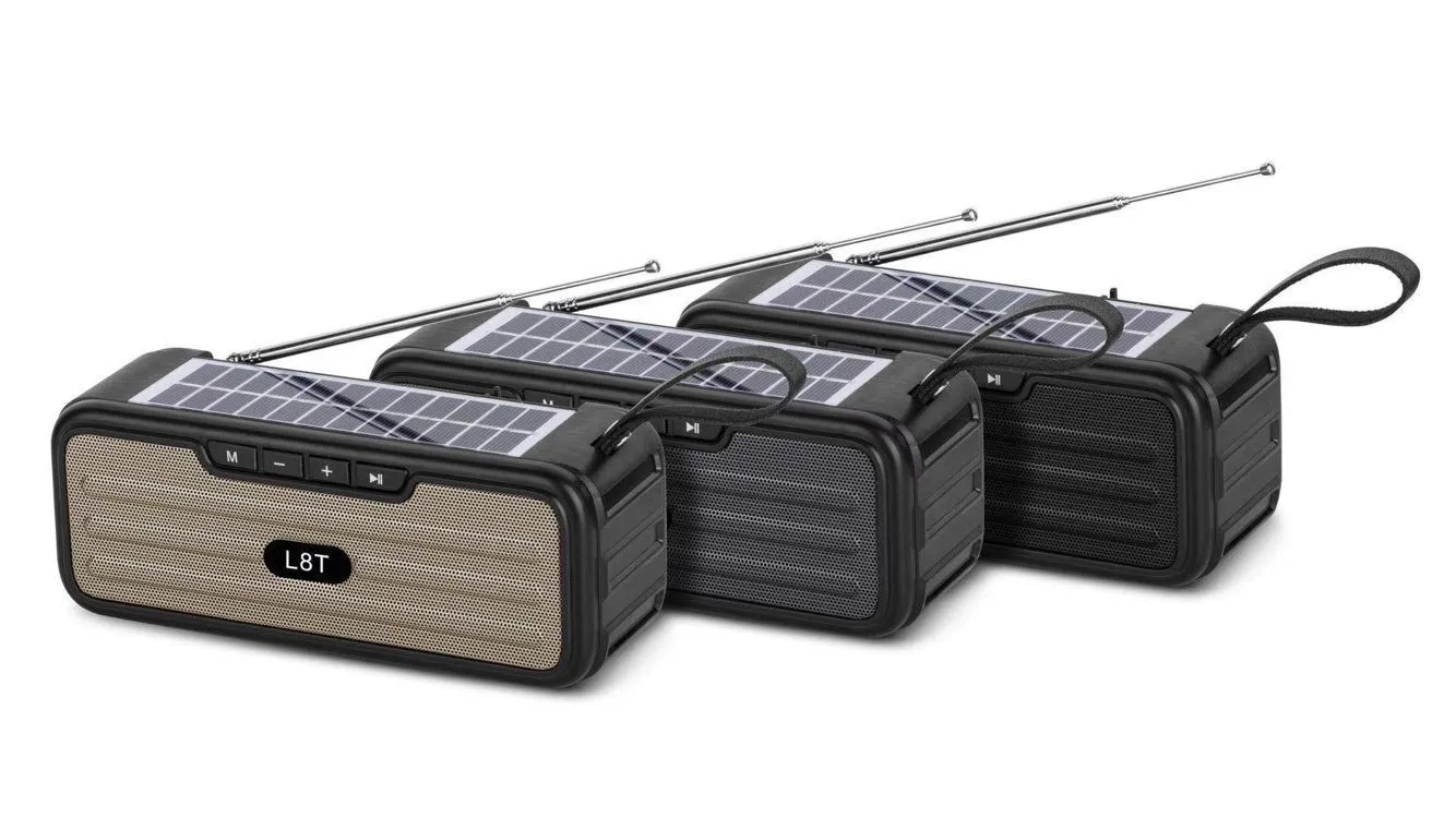 Solar Charge Głośnik Przenośny głośnik Bluetooth Zewnętrzny głośnik stereo HiFi z anteną FM Bezprzewodowe głośniki BT Sprzedaż hurtowa