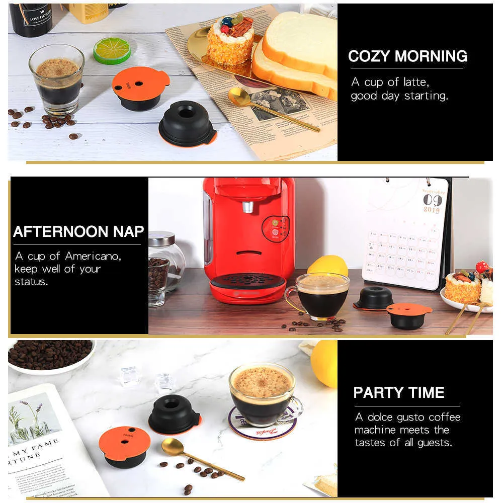 ICAFILAS 180 / 60ML Hervulbare Coffee Capsules voor Bosch-S Machine Tassimoo Herbruikbare Koffie Pod Crema Maker Eco-Friendly 210712