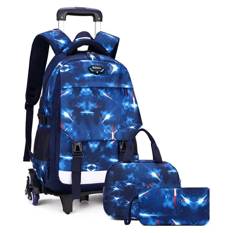 Schultasche mit Rädern Trolley -Taschen für Jungen Kinder Rucksack Kinder auf Teenagern276U