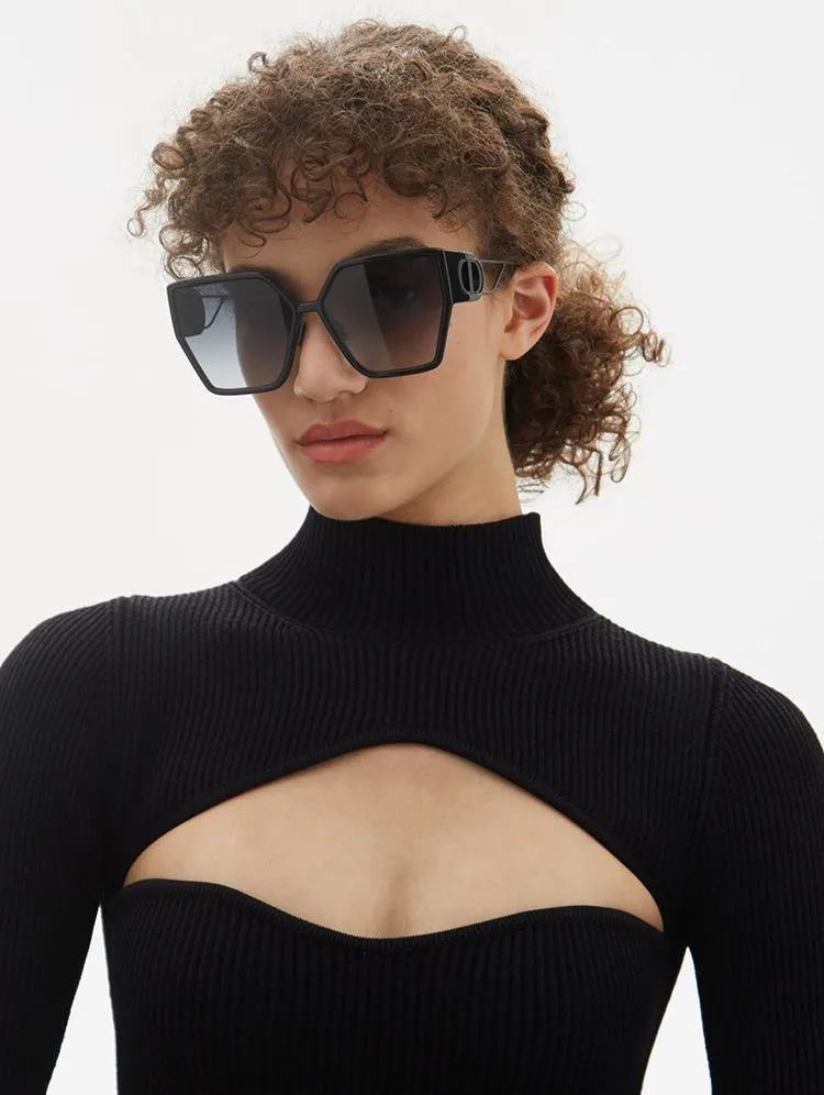 2021 New Fashion Star Gran Frame Metal Gafas de sol para mujeres 30Montaigne