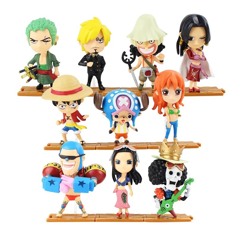 10 pz/lotto ONE PIECE Action Figures Anime Rufy Zoro Nami Robin Chopper Sanji PVC Brinquedos Collection Figure Giocattoli X0503