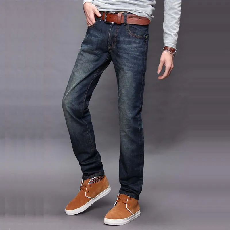 Classic Men Casual Mid-Rise Straight Denim Jeans Long Pants Comfortable Trousers Loose Fit Brand Menswear mans jeans 29 32 36