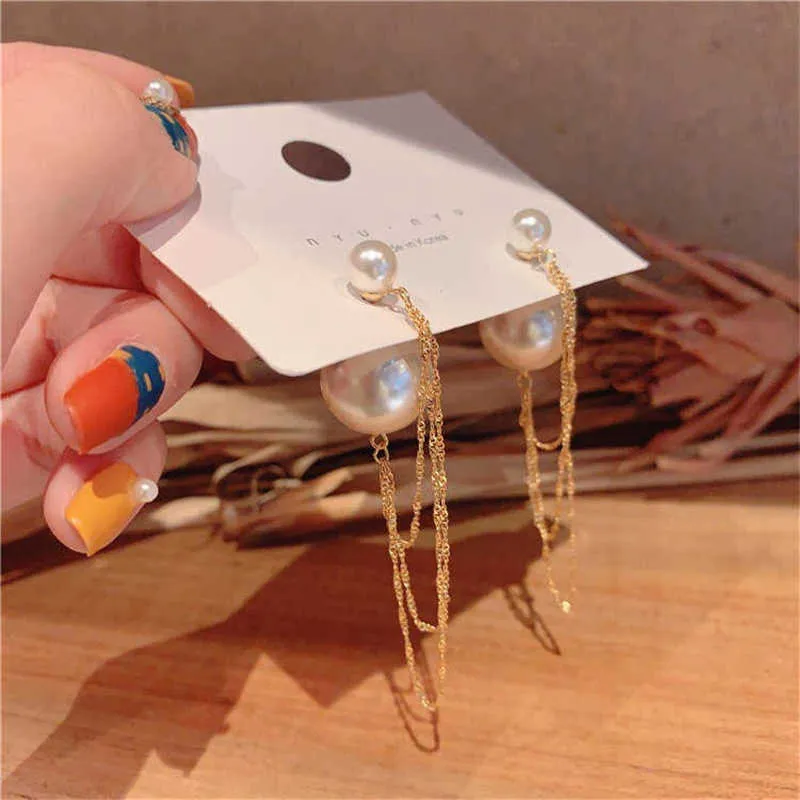 Coréen Imitation perle gland femmes Bijoux élégants 2019 classique avant et arrière boucles d'oreilles mode Bijoux entiers