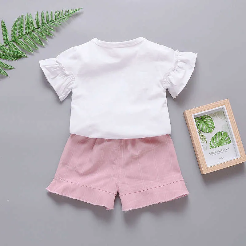 Baby Girls Clothing Sets Summer Newborn Infant Clothes Casual Short Sleeve Cotton Ice-cream Top Pants Princess Kids Set X0902