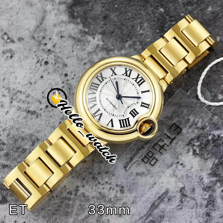 33 mm V2 W2BB0002 W2BB0023 Modna pani Watches Japan NH05 NH06 Watch Watch White Teksture Dial 18K Gold Steel Branslet Sapphire Sapphire WR210H