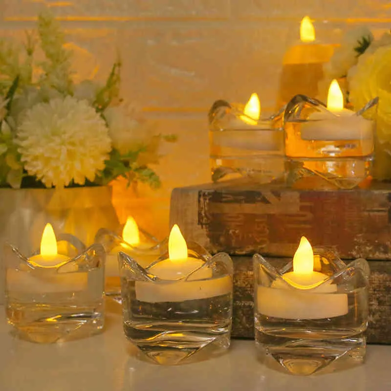 Flameless schwimmende Kerzen wasserdichte flackernde Teelichter warme weiße LED -Kerzen für Pool Spa Badewanne Hochzeitsfeier Dinner Dekor H6365170