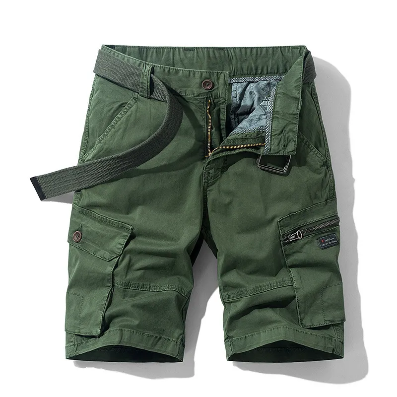 BOLUBAO Brand Men Straight Shorts Summer Mens Outdoor Solid Color Cargo Shorts Male Casual Knee Length Shorts No belt 210322