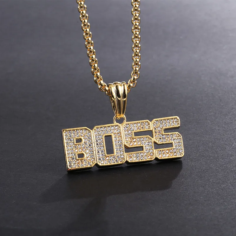 Hip Hop lettre patron pendentif collier Bling diamant colliers pour hommes femmes mode bijoux volonté et sable