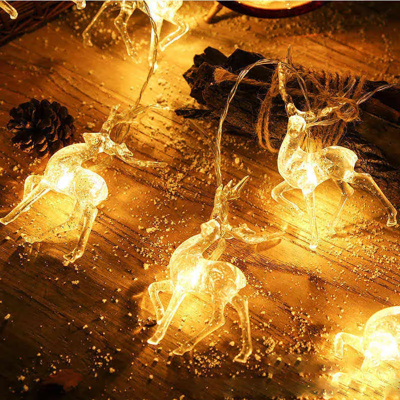 1,5 m LED Sika Deer Light String Noël Elk-forme Oranments Arbre de Noël Joyeux Noël Décor pour la maison Bonne année 211122