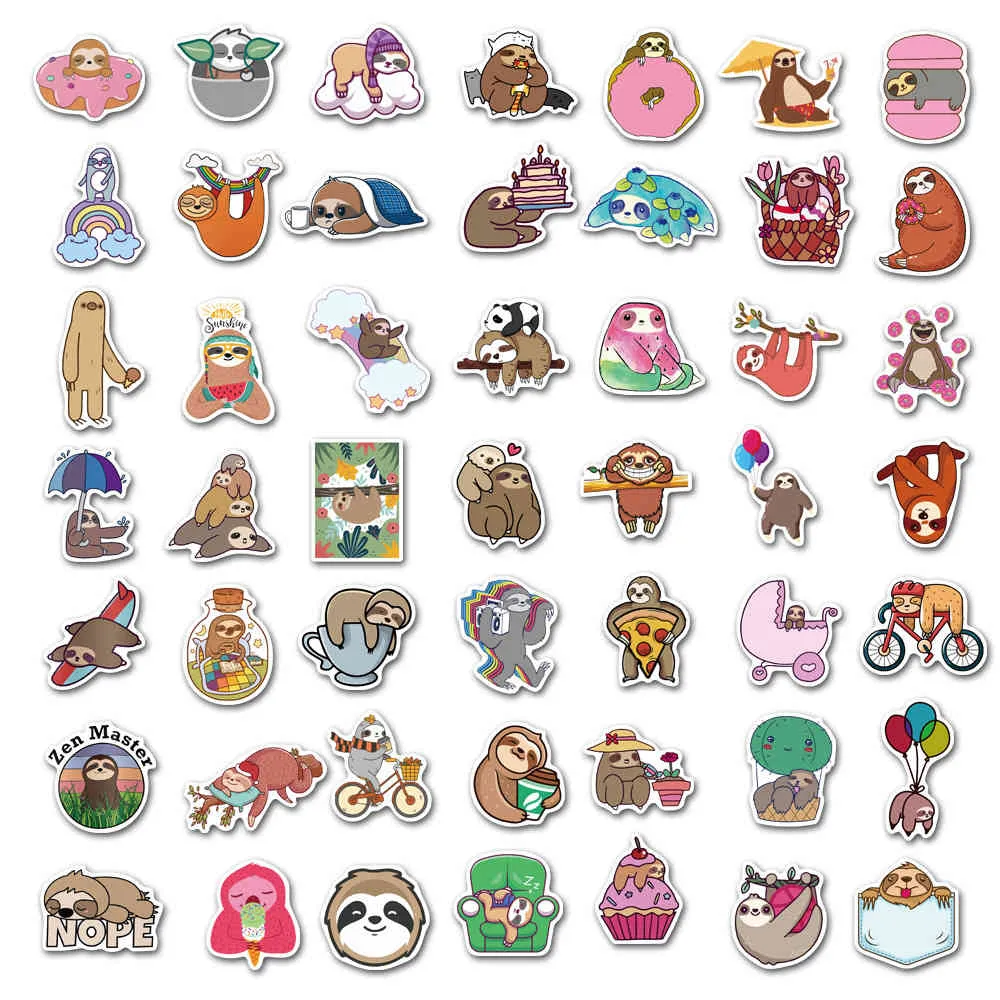 Cartoon Anime Sloth Sloth Aufkleber Trolley Case Bike Scooter Wasserbecher Wasserdichte Aufkleber Ganzes Car1478428