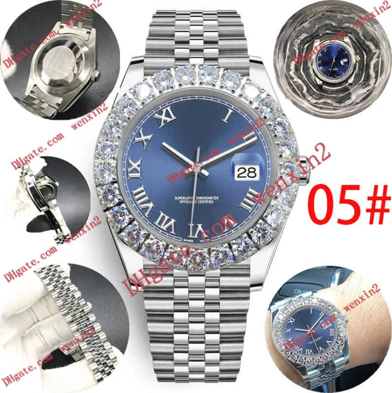 Stereoskopische Diamant-Herrenuhr, römische Ziffern, Mechanica, Automatik, 43 mm, hochwertiger Edelstahl, wasserdicht, Sportstil, Klasse 278 g