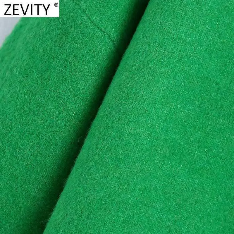 Zevity Femmes Simplement Col Montant Solide Vert Couleur Casual Pull À Tricoter Femme Chic De Base À Manches Longues Pulls Marque Tops SW900 210914