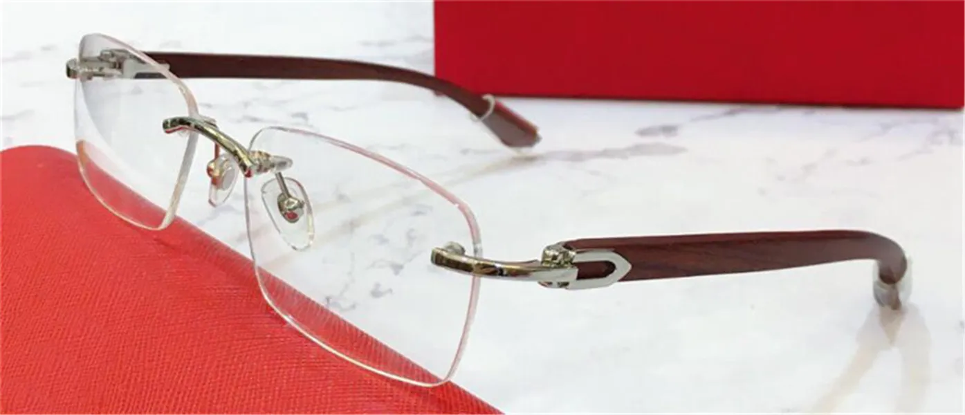 Modedesign optische Brille 0052O quadratischer randloser Rahmen transparente Linse Business-Stil Vintage und einfache Brille157P