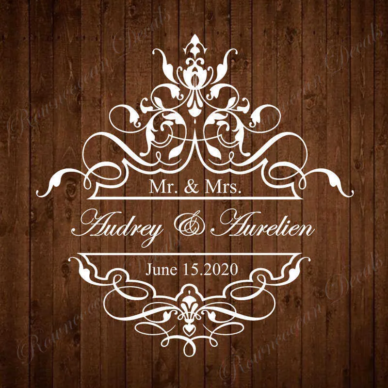 Personalized Bride & Groom Name And Date Wedding Dance Floor Decals Vinyl Wedding Party Decoration Center Of Floor Sticker 4496 X02985