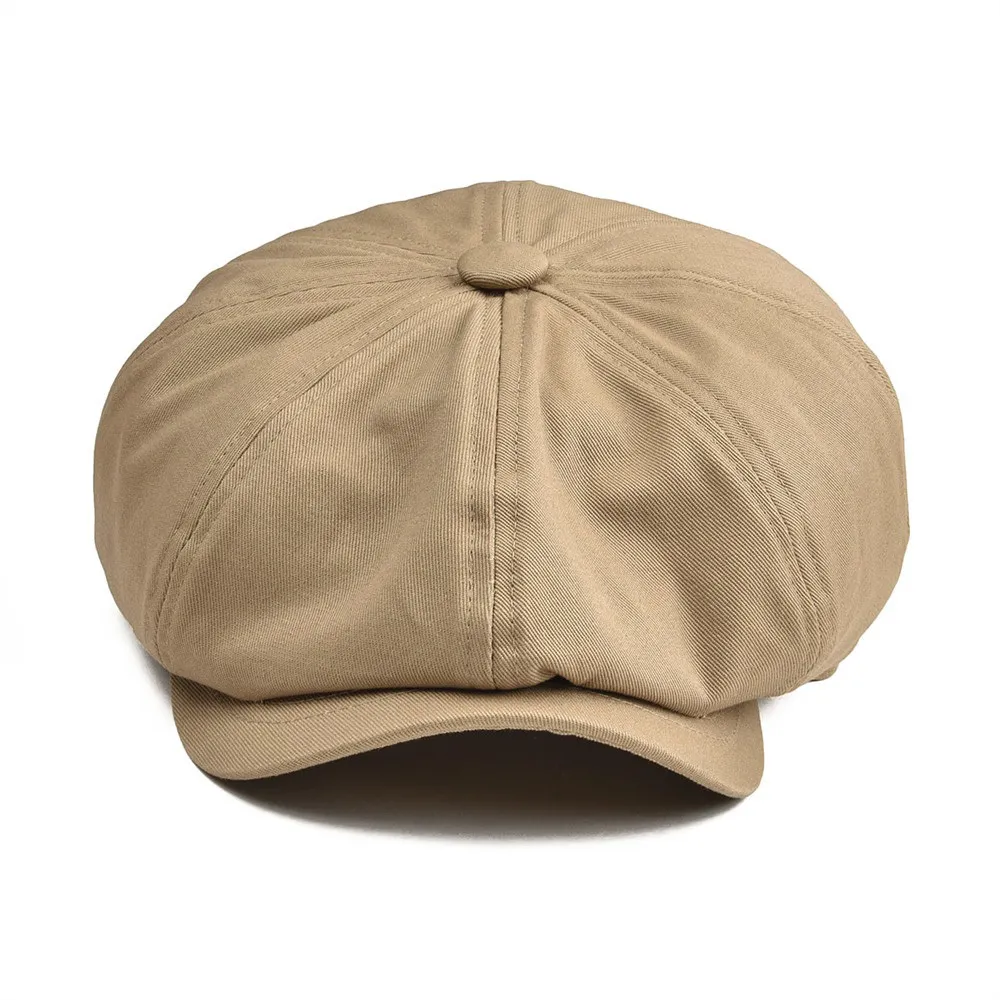 BOTVELA Big Large Newsboy Cap Men's Twill Cotton Eight Panel Hat Women's Baker Boy Caps Khaki Retro Hats Male Boina Bere263r