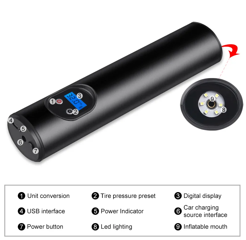 Car Mini Tire Air Pump Wireless Air Pump for Inflatables 12V DC Tyre Accessories Inflators for Bike Ball Swimming Circle