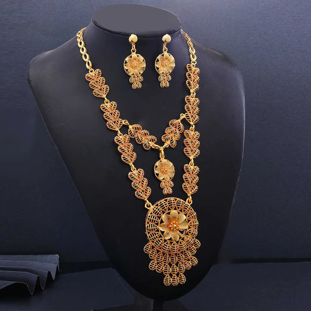 Wando 24K Vintage Afraic Gold Farbe Großes Schmuck-Set Für Frauen Afrikanische Braut Hochzeit Geschenke Mode Schmuck Beste Geschenk h1022