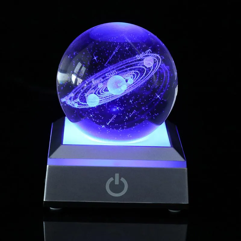 Neuheiten 60 cm 80 cm K9-Kristall-Sonnensystem-Planeten-Globus, 3D-Lasergravierte Sonnenkugel mit Touch-Schalter, LED-Lichtbasis, Astronomie221S