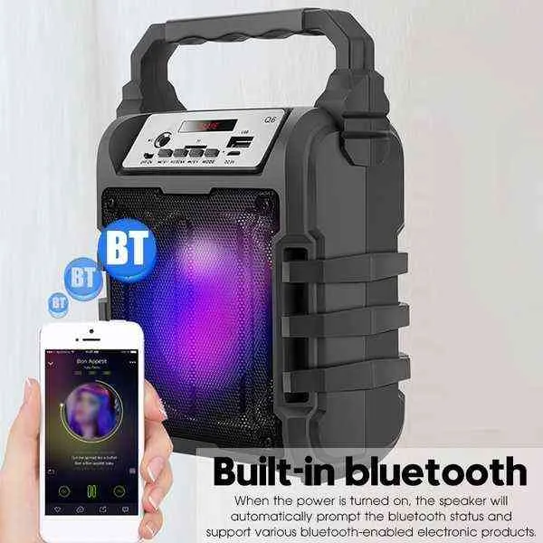 Altoparlante Bluetooth senza fili 3D Cassa di risonanza portatile Subwoofer stereo basso Supporto USB TF Card AUXin FM con microfono cablato H1117525477