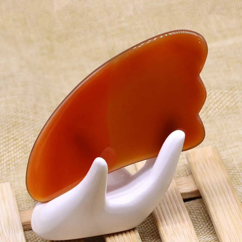 Natural Jade Stone Guasha Board Rose Quartz Green Agate Dongling Jade Guasha Scraper Face Massager Gua Sha Tools4956042