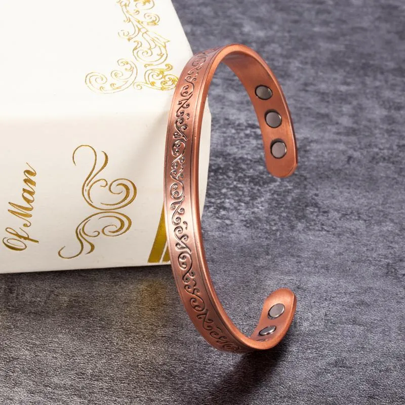 Bracelet Bracelet magnétique en cuivre pur avantages 8 3mm manchette réglable arthrite soulagement de la douleur énergie Men264z