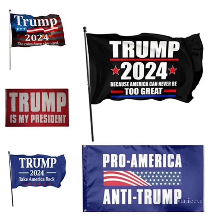 5 Style 2024 Drapeau Trump 90 * 150cm Élection présidentielle américaine Drapeau Polyester Matériel Trump 2024 Drapeaux Bannières T2I52072