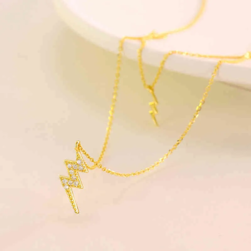2021 Koreańska moda modna geometryczna lampa błyskowa Pave Cyrkonia Kamienie Wisiorek Naszyjniki Dla Kobiet Cute Mini Double Warstwy Złoty