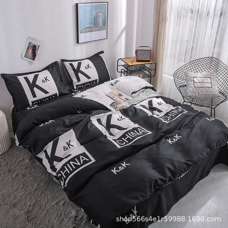 Fashion Simple Style Home Bedding Sätter Duvet Cover Flat Sheet Sheets Winter Full King Queen Set med olika färger 210727